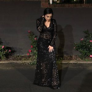 Black Sequin Maxi Dress